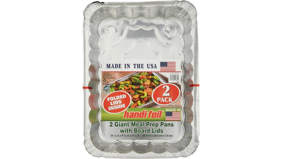 Handi-Foil Meal Prep Pans with Board Lids, Jumbo, 2 Pack