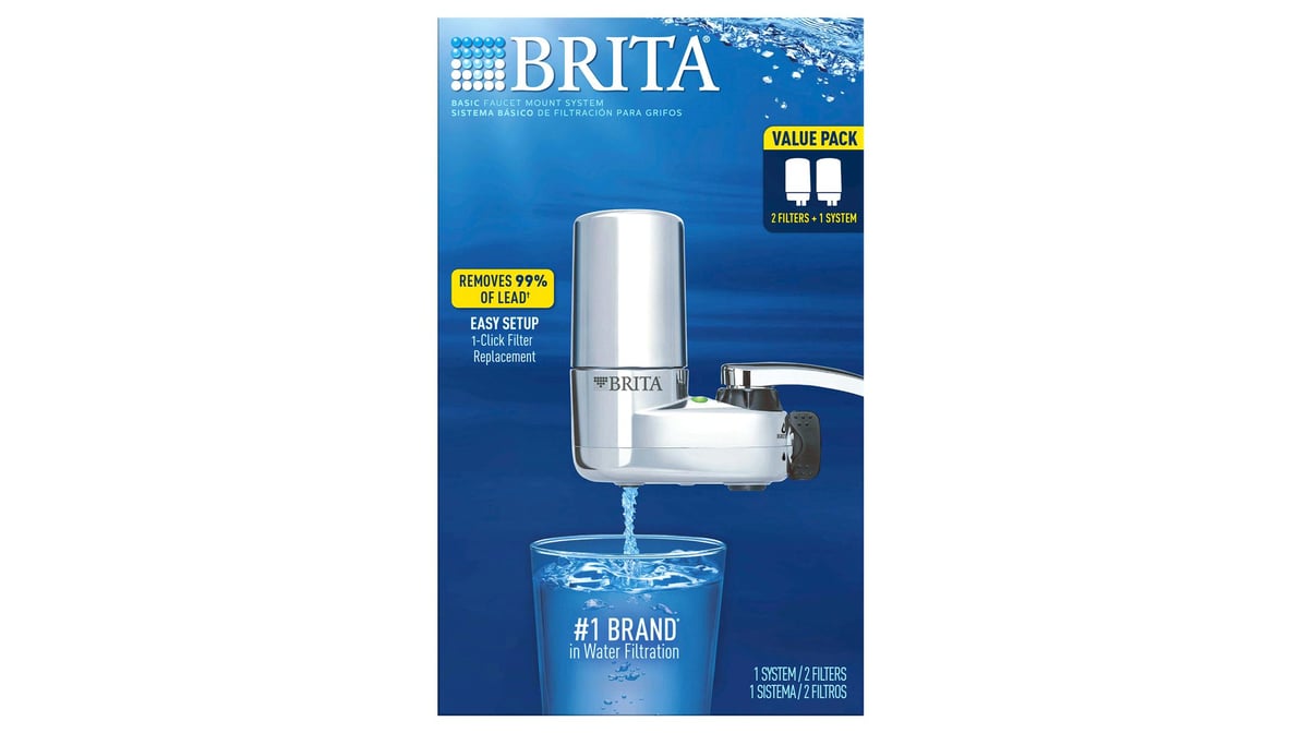 Brita Chrome Tap Water Faucet Filtration System with 2 Filters and Filter  Change Reminder 