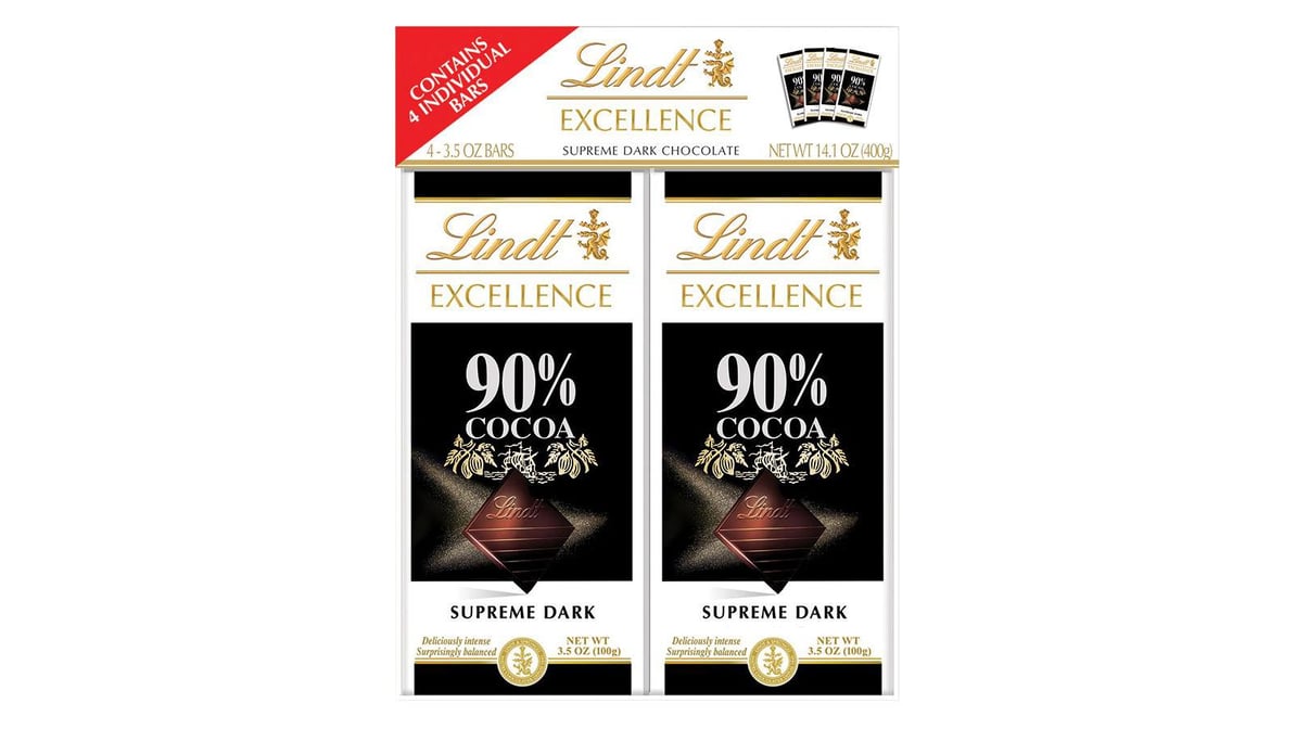 Lindt Excellence Dark Chocolate, Supreme Dark, 90% Cocoa - 3.5 oz