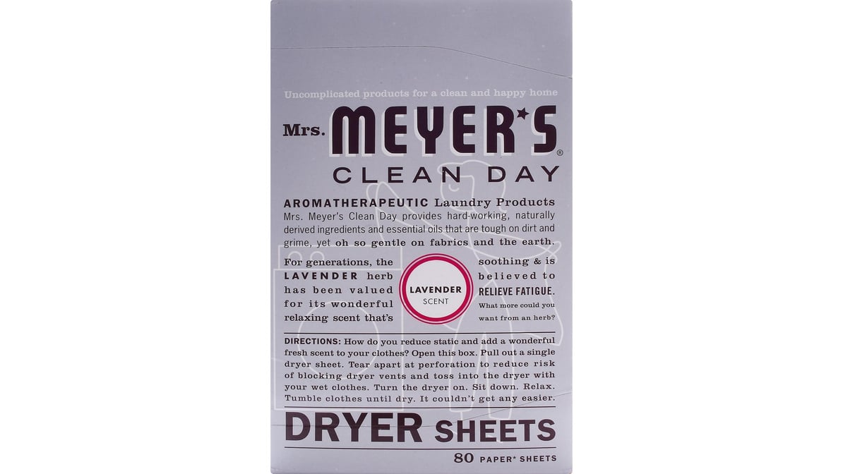 Mrs. Meyer's Clean Day Dryer Sheets, Lavender, 80 ct