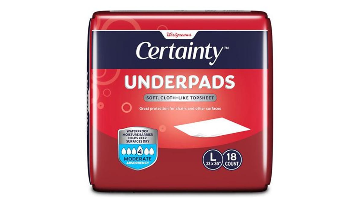 Walgreens Certainty Moderate Absorbency Large Underpads (18 ct) Delivery -  DoorDash