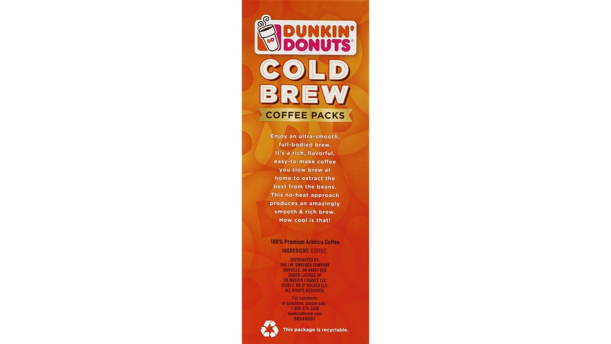 Dunkin Donuts Coffee, Ground, Cold Brew, Coffee Packs - 8.46 oz