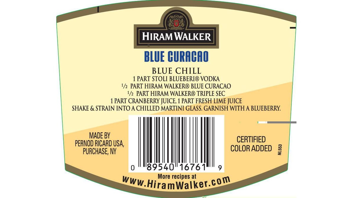 Hiram Walker Blue Curacao Liqueur Bottle (1 L) Delivery - DoorDash