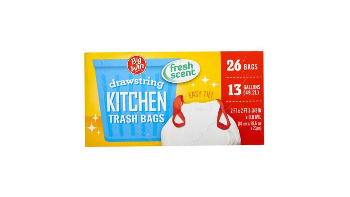 Big Win 13 Gallon Fresh Scented Drawstring Kitchen Trash Bags (26 ct)