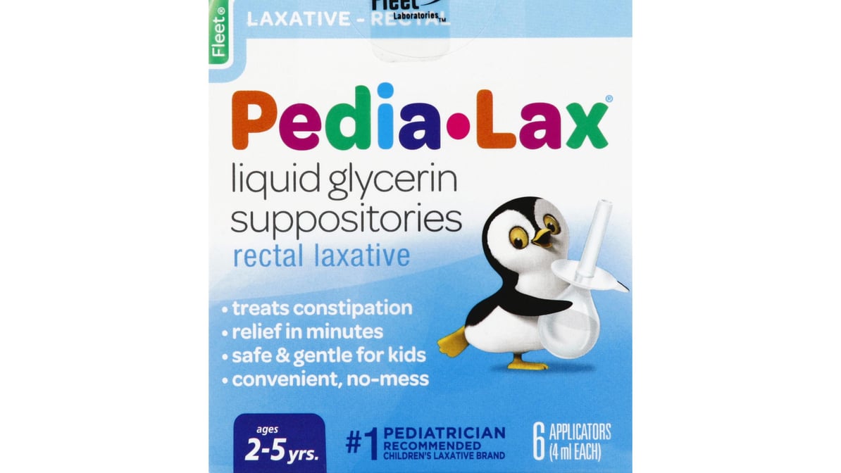 Pedia-Lax Laxative Liquid Glycerin Suppositories for Kids, Ages 2-5 - 6 ct