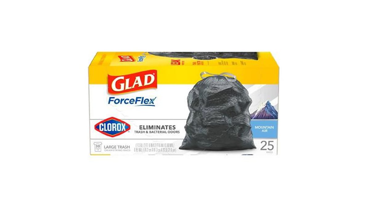 Glad ForceFlexPlus Clorox Mountain Air 13 Gallon Tall Kitchen Trash Bags  (34 ct) Delivery - DoorDash