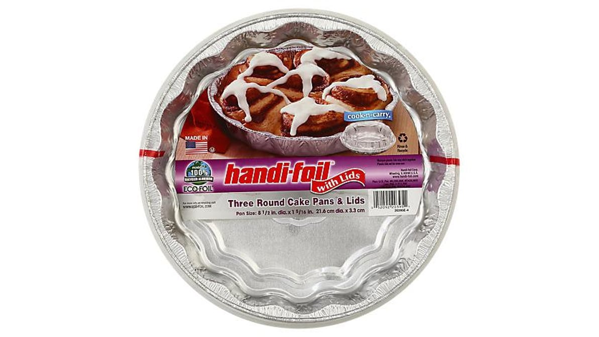 HANDI FOIL ROUND CAKE PANS & LIDS 3CT