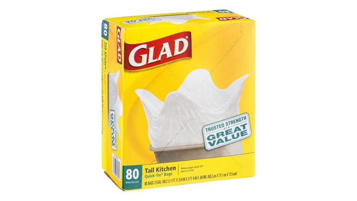 Glad Tall Kitchen Quick Tie Bags 13 Gallon (80 ct) Delivery - DoorDash