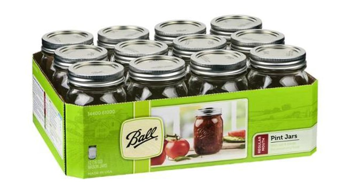 Ball Regular Mouth 16oz Pint Mason Jars with Lids & Bands, 12 Count