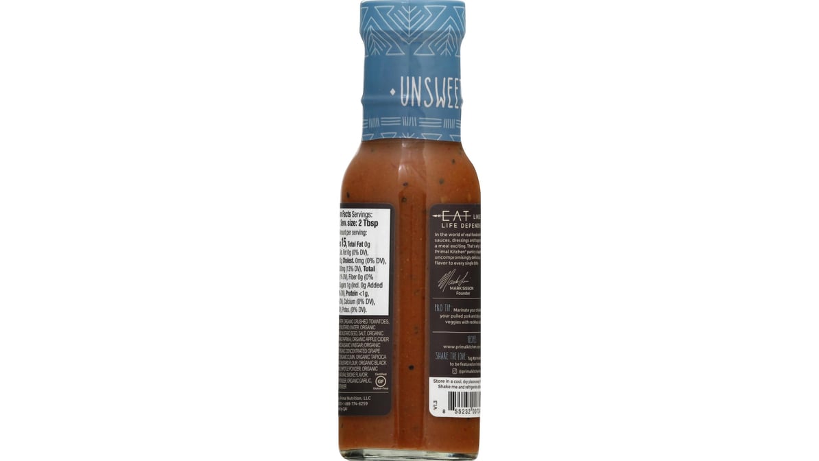Primal Kitchen Organic and Unsweetened Golden BBQ Sauce, 8.5 Ounce