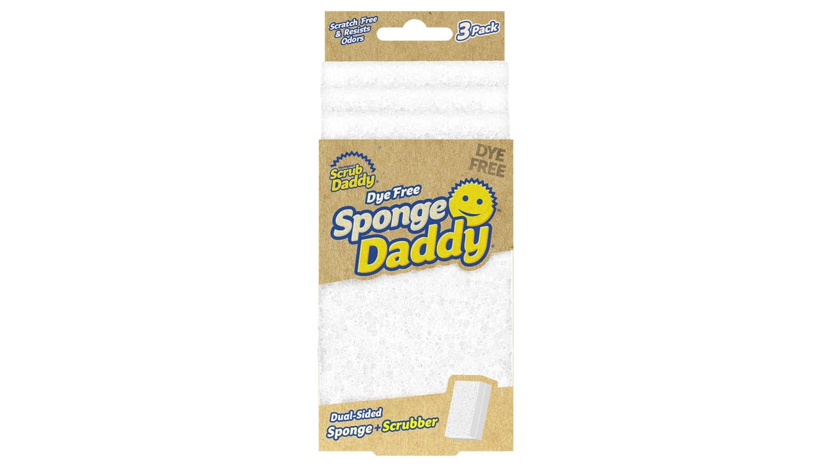Scrub Daddy Dye Free Sponge Daddy Dual Sided Sponge & Scrubber, 3 pk - City  Market