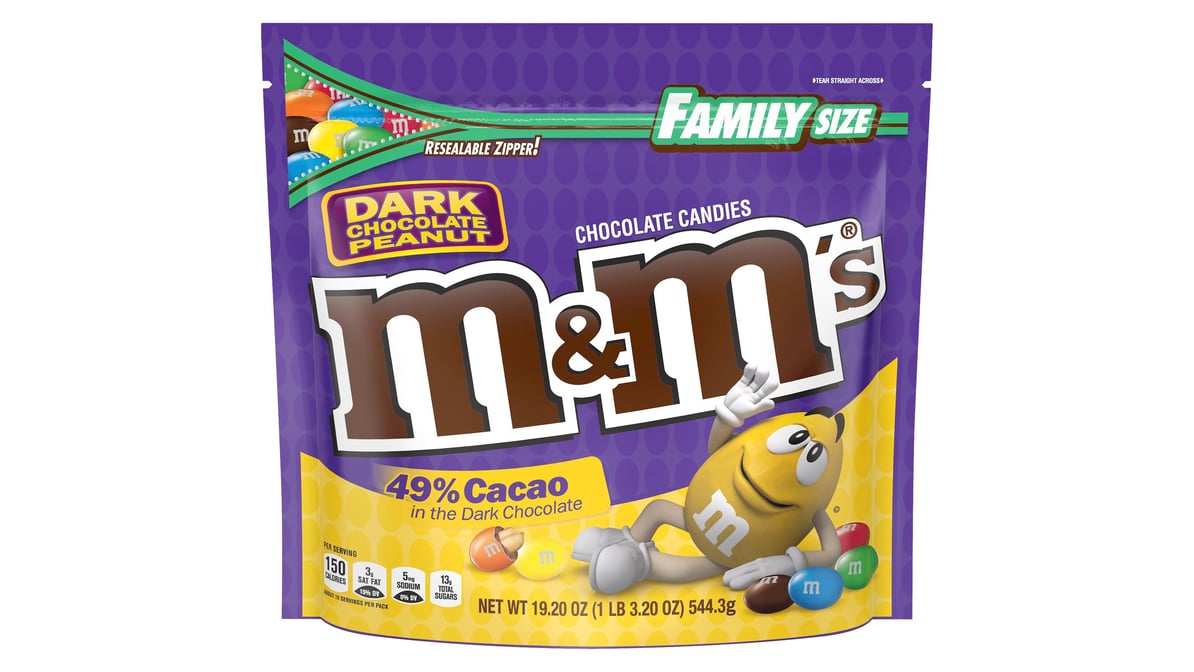 M&M's Chocolate Candies, Dark Chocolate, Family Size - 19.20 oz
