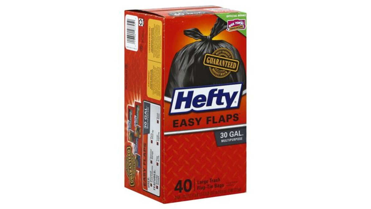 Hefty Easy Flaps Large Multipurpose 30 Gallon Flap Tie Trash Bags