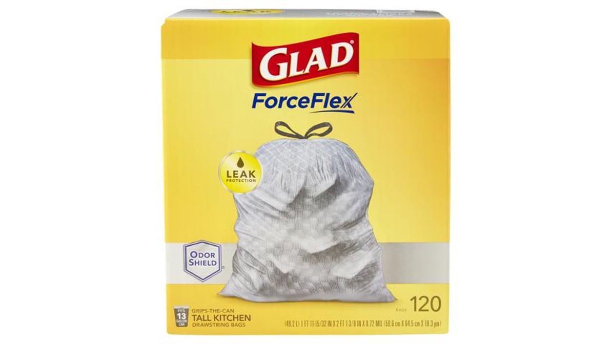 Glad Forceflex Tall Kitchen Drawstring Trash Bags - Unscented - 13