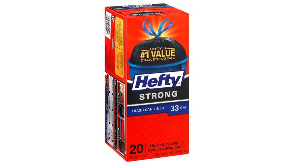 Hefty Strong Extra Large Trash Bags, 33 Gallon, 20 Count 