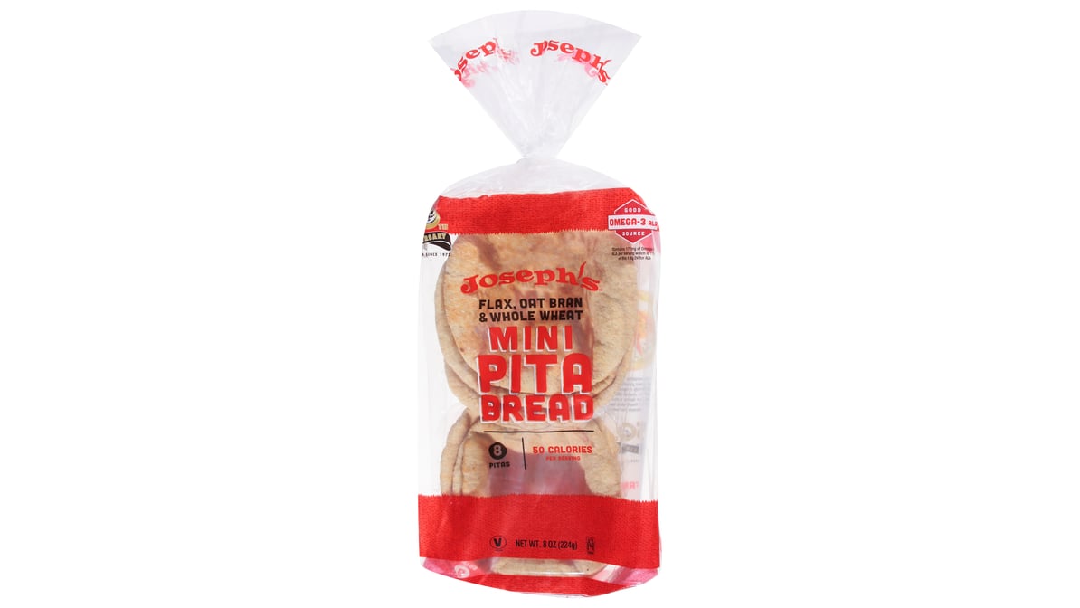 Joseph S Flax Oat Bran And Whole Wheat Mini Pita Bread 8 Ct Delivery Near Me Doordash