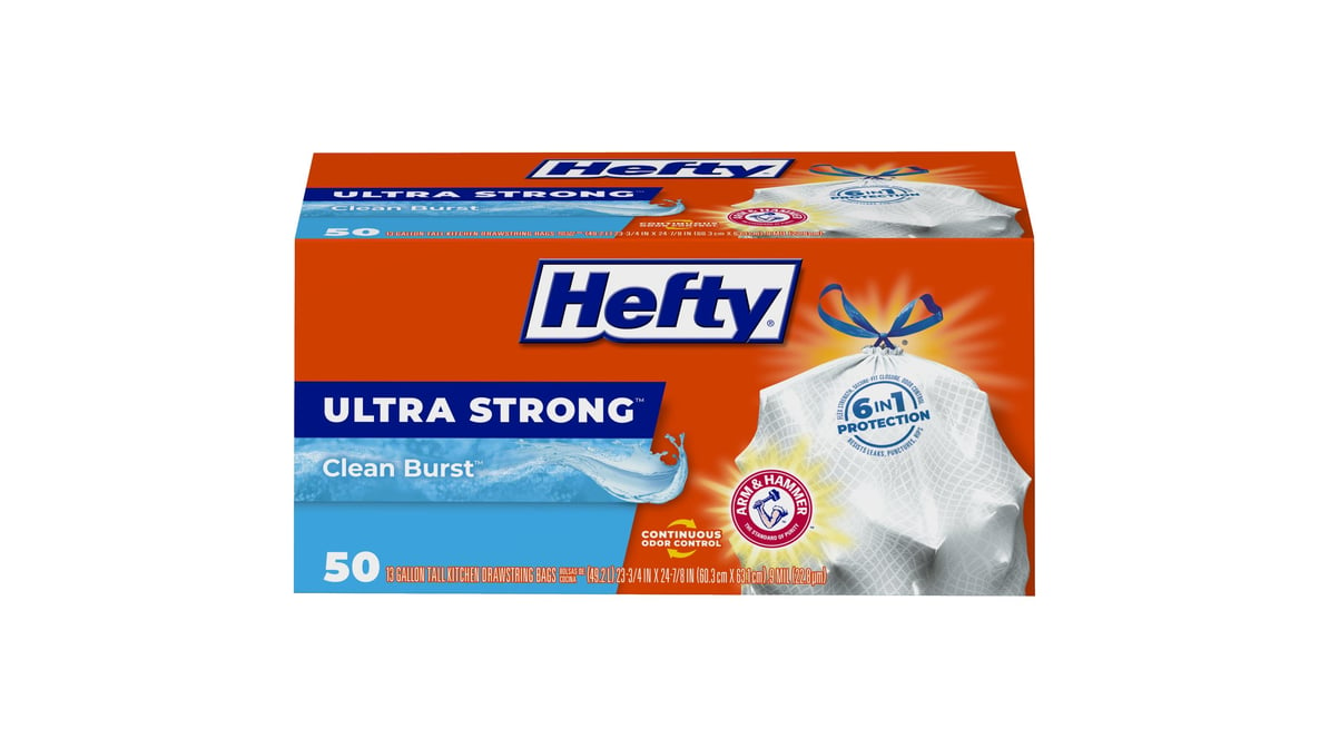 Hefty 13 gal Ultra Strong Trash Bags Clean Burst (50 ct) Delivery - DoorDash