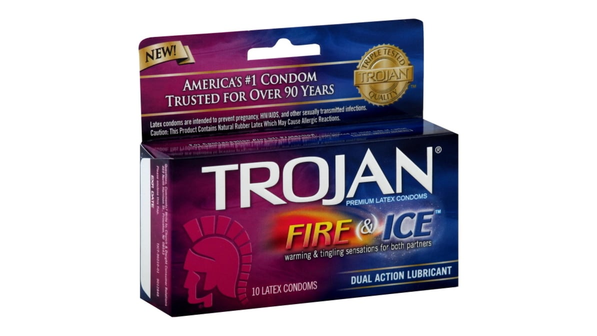 Trojan Latex Condoms Fire and Ice (10 ct) | Delivery Near Me - Doordash