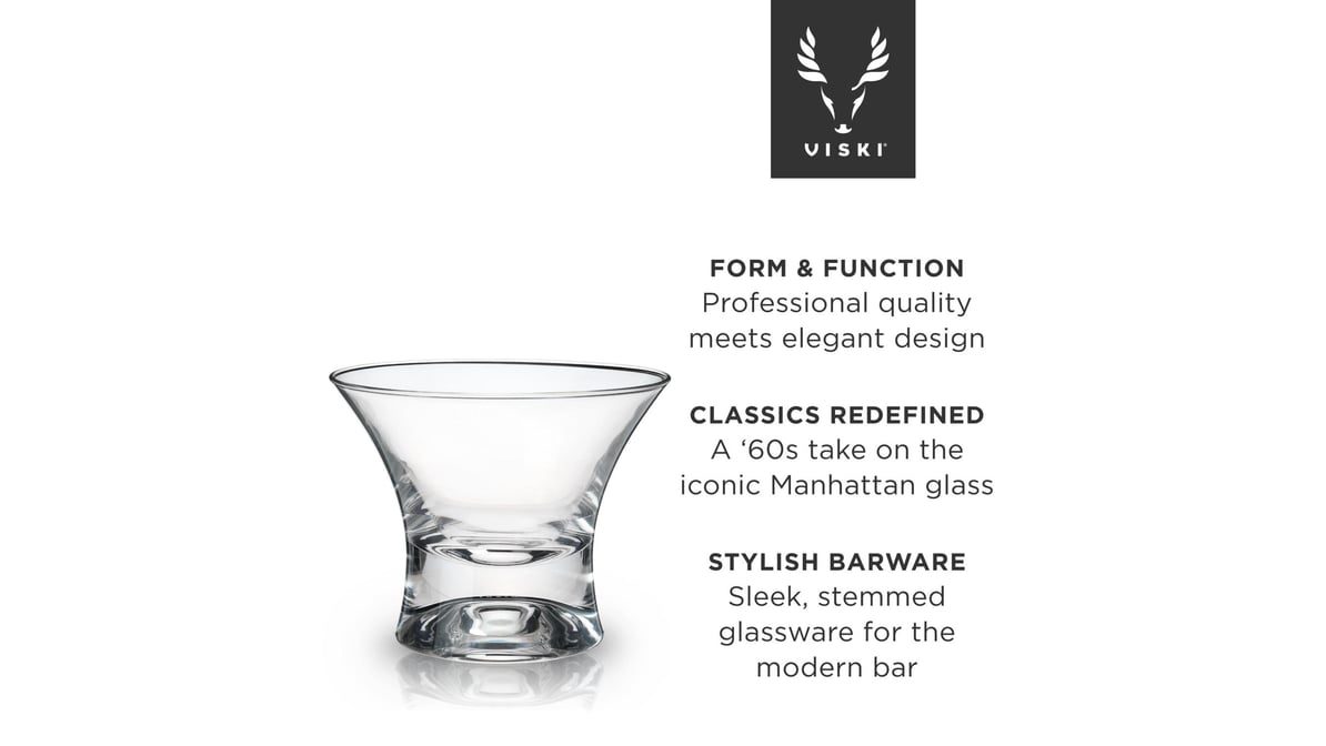 Viski Heavy Base Crystal Manhattan Cocktail Glasses Lead-Free Crystal Set  of 2 Delivery - DoorDash