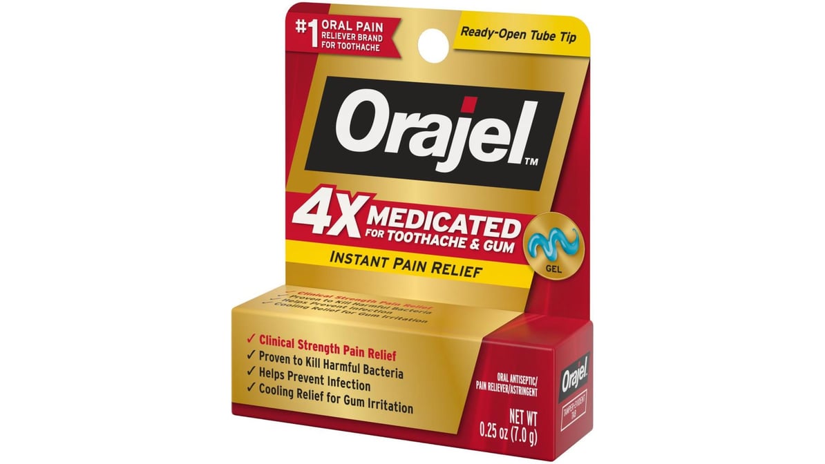 Orajel 4x Medicated Instant Toothache And Gum Pain Relief Gel 0 25 Oz Delivery Near Me Doordash