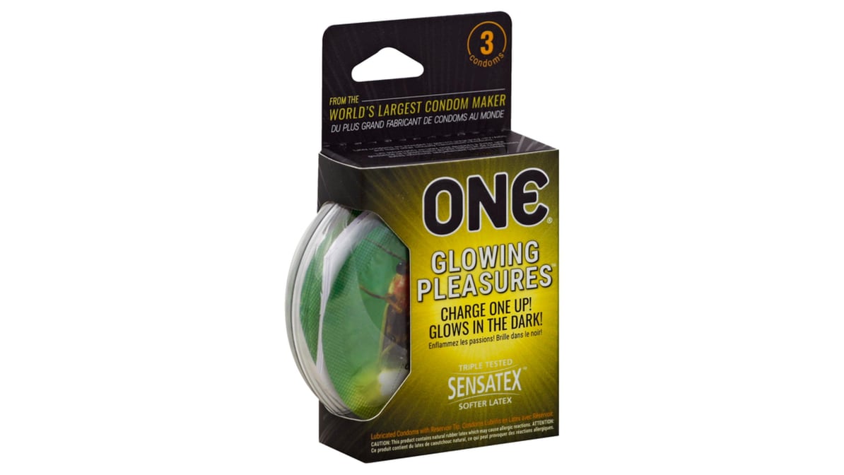 ONE Glowing Pleasure Sensatex Condoms (3 ct) | Delivery Near Me - Doordash