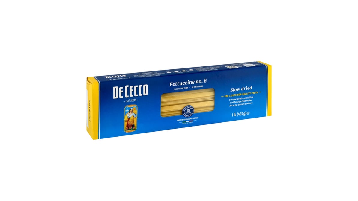 De Cecco Slow Dried Fettuccine Number 6 Pasta (16 oz) Delivery - DoorDash