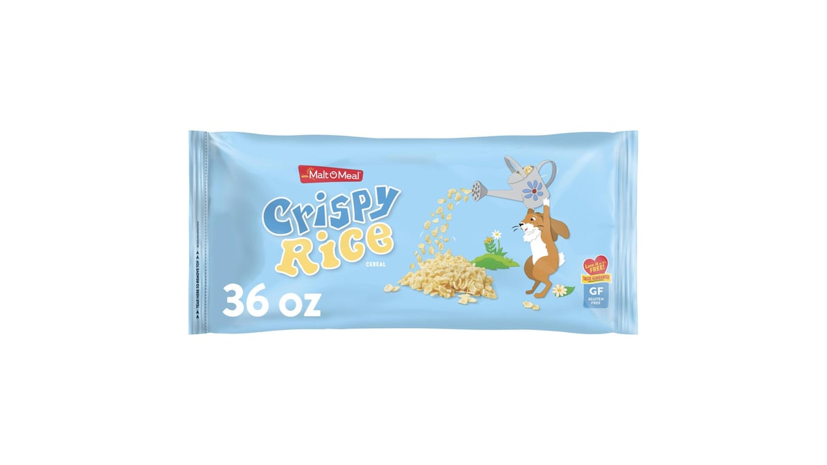Malt-O-Meal Crispy Rice Cereal, Gluten Free Breakfast Cereal, 36 oz  Resealable Cereal Bag 