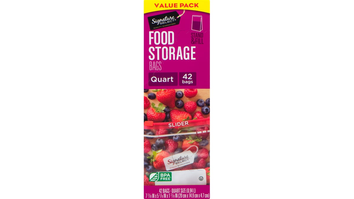 Signature Select Bags Food Storage Quart Value Pack - 42 Count