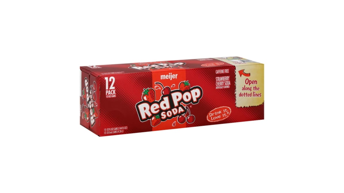 Meijer Red Pop Strawberry Cherry Soda Cans (12 oz x 12 ct) | Delivery Near  Me - Doordash