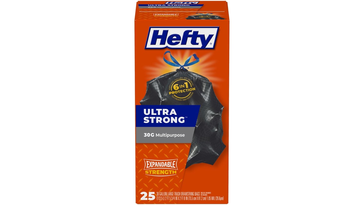 Hefty 30 gal Ultra Strong Multipurpose Drawstring Trash Bags (25 ct)