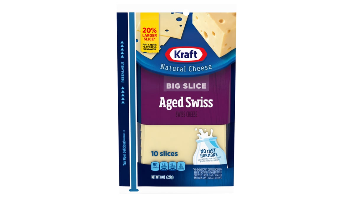 Kraft Natural Cheese Big Slice Aged Swiss (10 ct) | Delivery Near Me -  Doordash