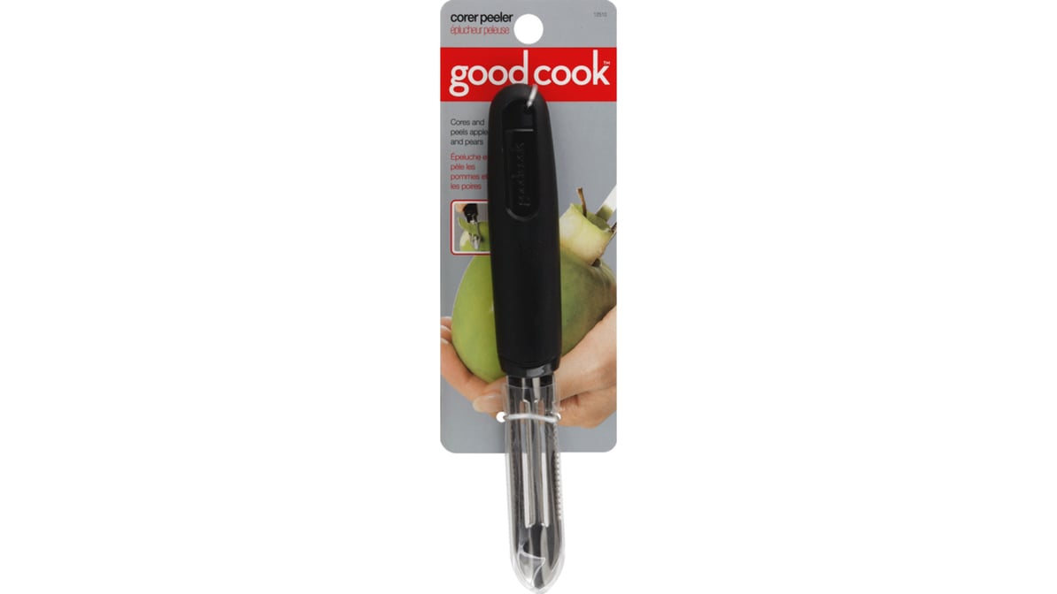 GoodCook 10.8 Stainless Steel Fruit and Vegetable Peeler and Corer, Black  