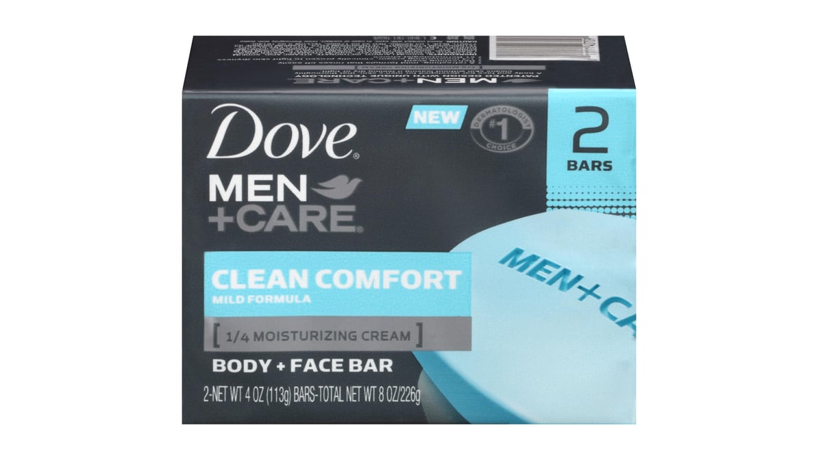 Dove Men+Care Clean Comfort Body Plus Face Bar Soaps (4 oz x 2 ct) |  Delivery Near Me - Doordash