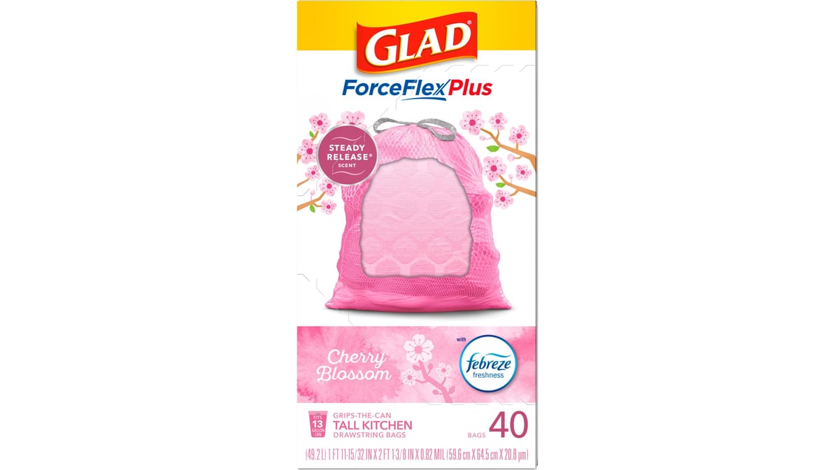 Glad 4 gal Drawstring Small Trash Bags Cherry Blossom (34 ct) Delivery -  DoorDash