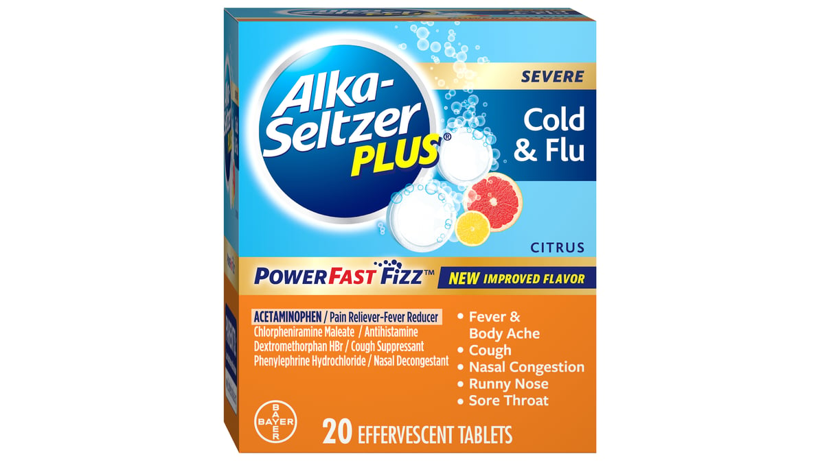 Alka-Seltzer Plus Severe Cold PowerFast Fizz Citrus Effervescent ...