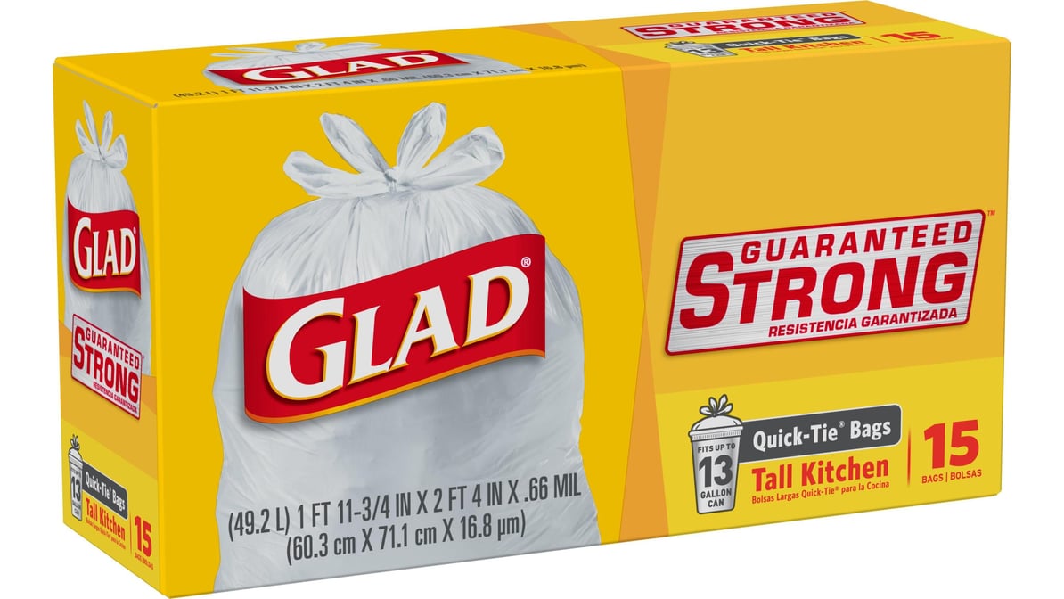 Glad Tall Kitchen Quick Tie Bags 13 Gallon (80 ct) Delivery - DoorDash