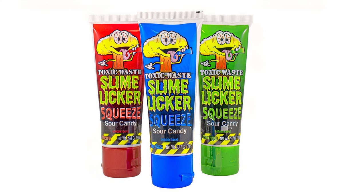  SLIME LICKERS EFRUTTI PLANET GUMMI CANDY (75g) & Slime Licker  Squeeze Sour Candy - 3-Pack Slime Lickers Squeeze Sour Candy - ONE Cherry  ONE Blue Razz One Green Apple 