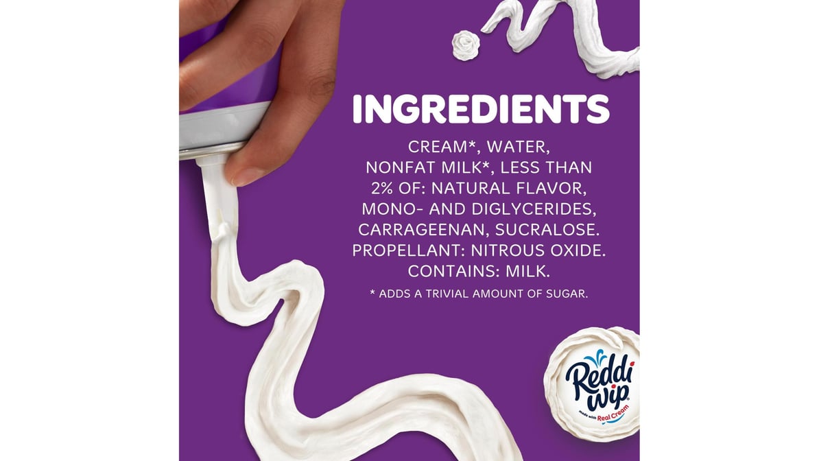 Reddi-Wip Gluten Free Keto Friendly Zero Sugar Whipped Topping (6.65 oz ...