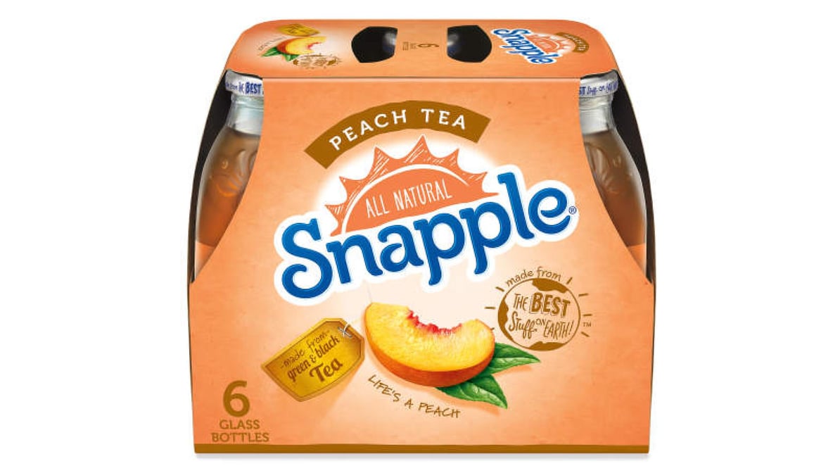 Snapple All Natural Peach Iced Tea (16 oz x 6 ct) Delivery - DoorDash