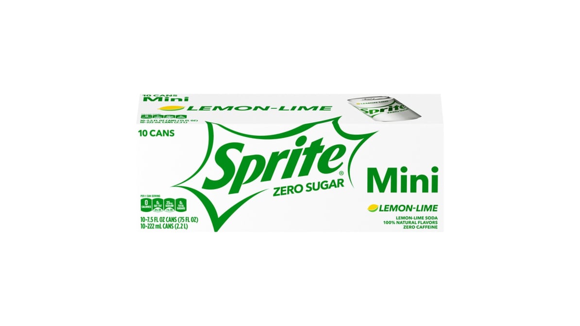 Sprite Zero Sugar Fridge Pack Soda Cans (7.5 oz x 10 ct) Delivery - DoorDash