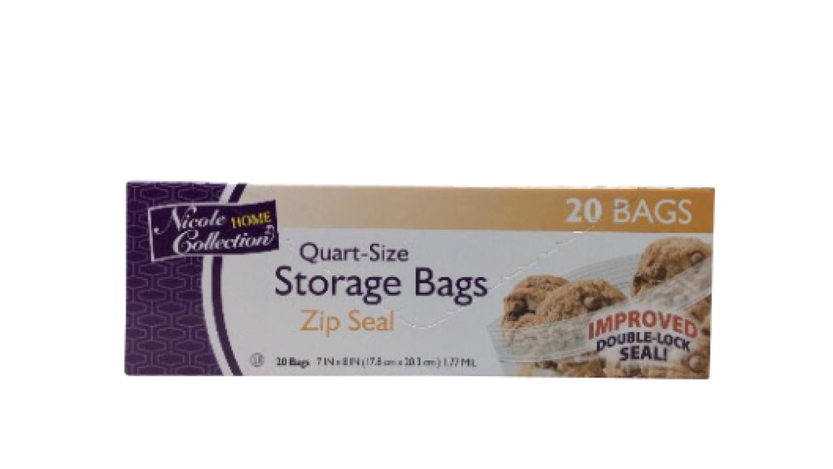Nicole Home Collection Zip & Seal Storage Bags Quart Size (20 ct)