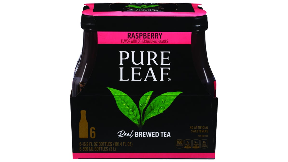 Pure Leaf Raspberry Brewed Iced Tea, 6 bottles / 16.9 fl oz