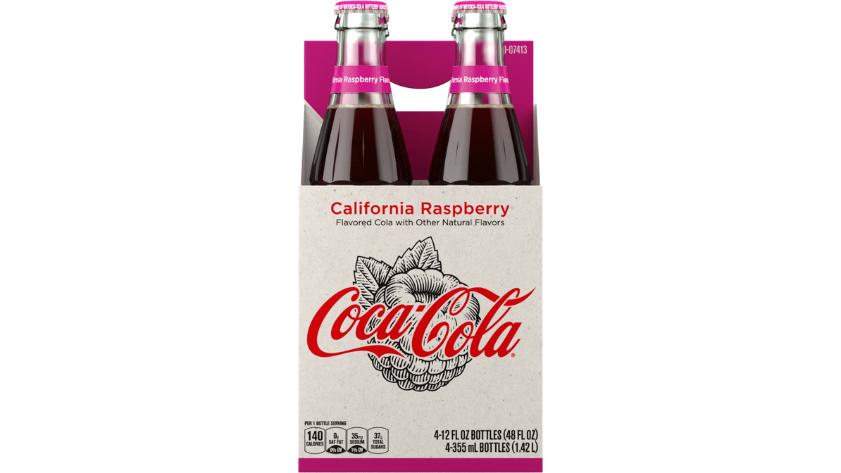 Coke California Raspberry Soda Bottles (12 oz x 4 ct) | Delivery Near Me -  Doordash