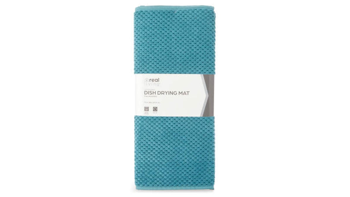 Real Living Aqua Honeycomb-Quilted Dish Drying Mat