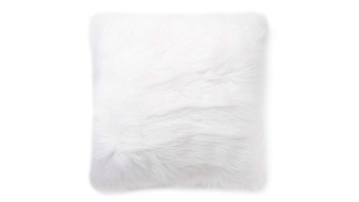 Broyhill White Faux Fur Throw Pillow