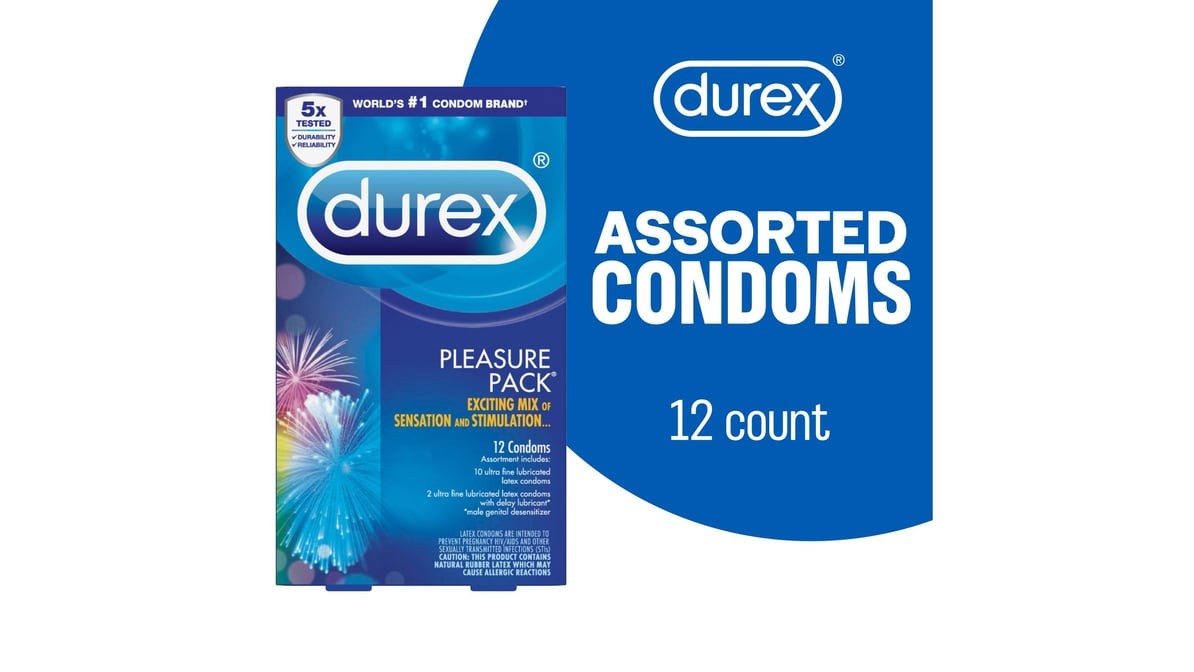 Durex Lubricated Premium Condoms Assorted Pleasure Pack (12 ct) | Delivery  Near Me - Doordash