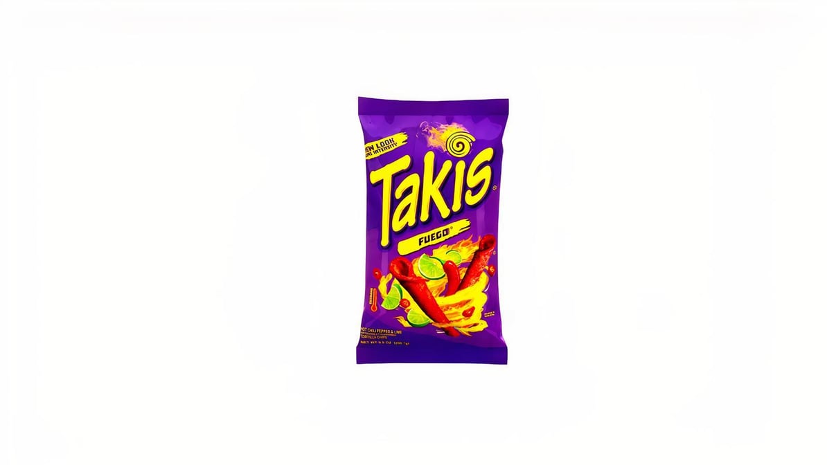 Takis Fuego®  These rolled tortilla chips are the taste of fire. A bite of  lava. Like fire-walking with your tongue.