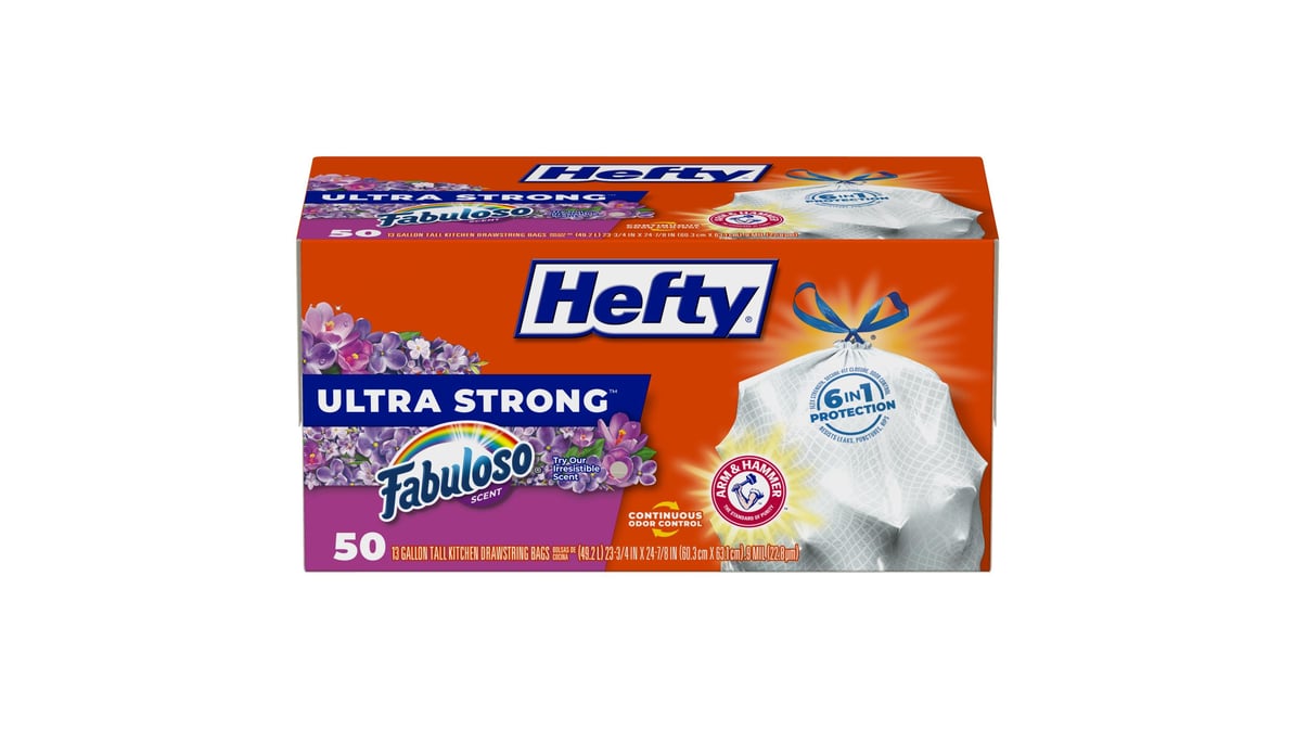 Hefty Ultra Strong Fabuloso Tall Kitchen 13 Gallon Trash Bags - 50ct :  Target