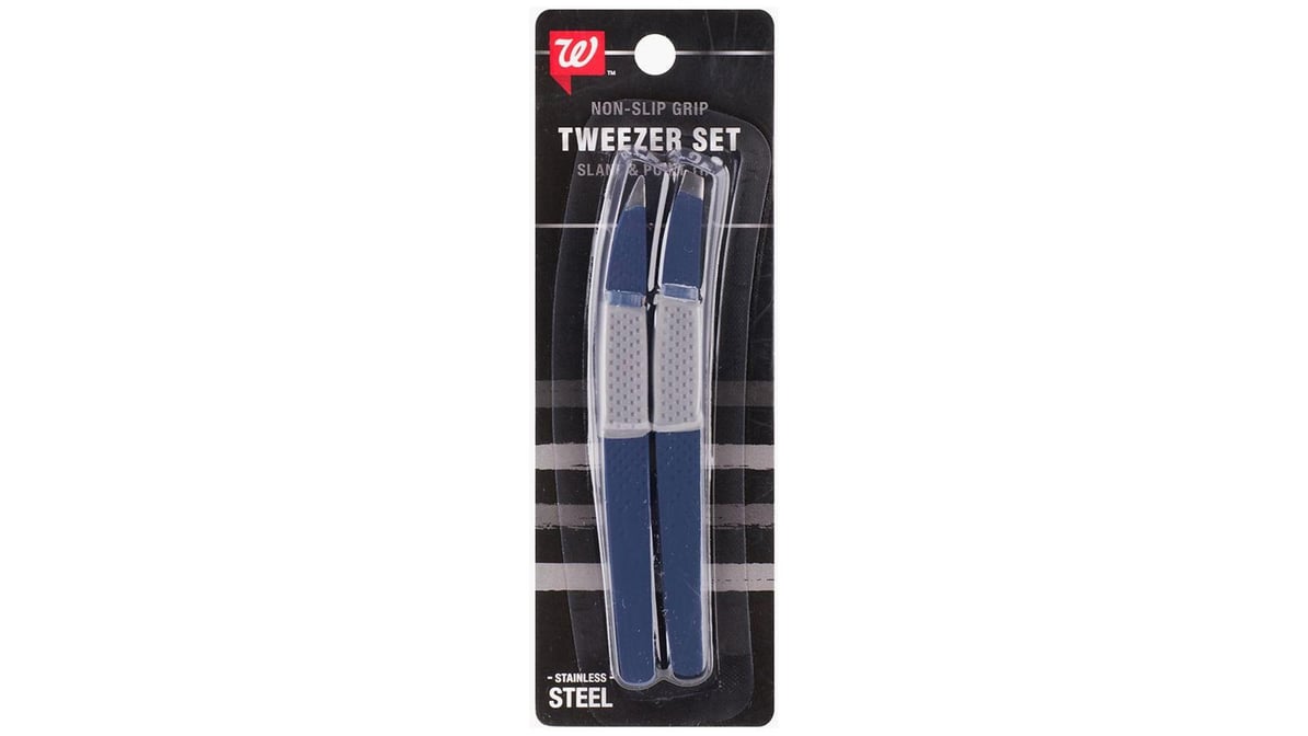 Walgreens Men's Non-Slip Grip Tweezer Set Slant & Point Tips