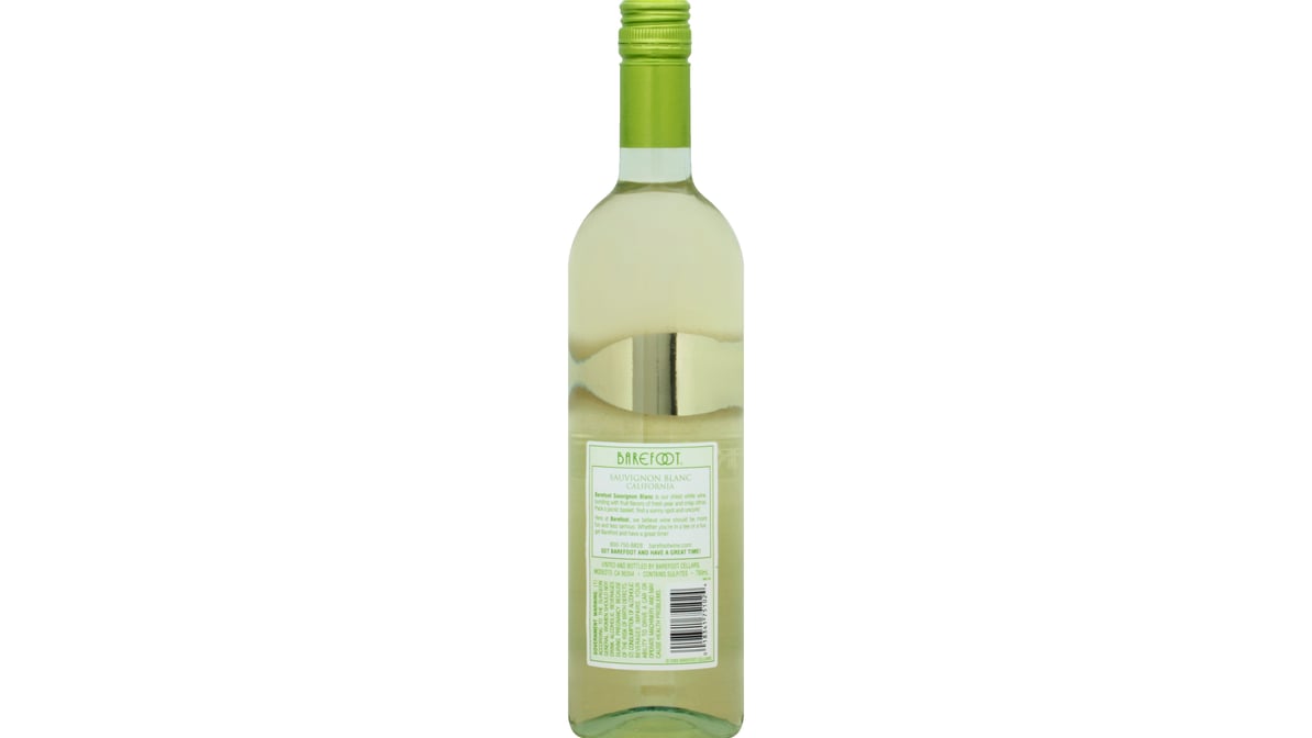 Barefoot Cellars Sauvignon Blanc White Wine, California, 750ml Glass Bottle  